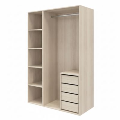 Dressing effet chêne 4 tablettes 4 tiroirs GoodHome Atomia H. 225 x L. 150 x P. 58 cm