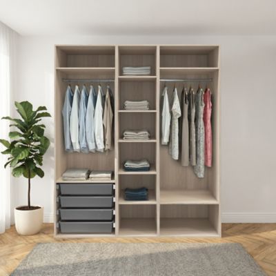 Dressing effet chêne 6 tablettes 4 paniers GoodHome Atomia H. 225 x L. 200 x P. 58 cm