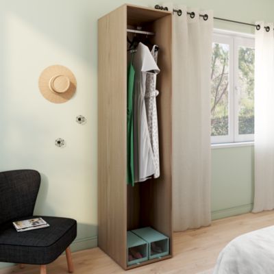 Dressing effet chêne avec penderie GoodHome Atomia H. 225 x L. 50 x P. 58 cm