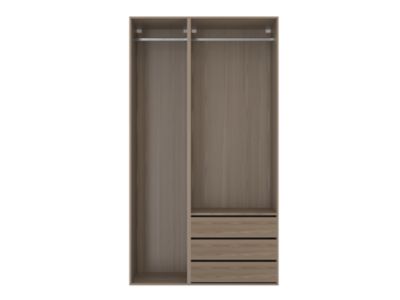 Dressing effet chêne double penderie 3 tiroirs GoodHome Atomia H. 225 x L. 125 x P. 58 cm
