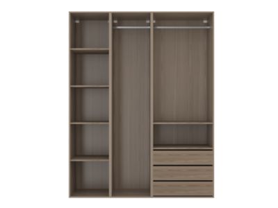 Dressing effet chêne double penderie 3 tiroirs GoodHome Atomia H. 225 x L. 175 x P. 58 cm
