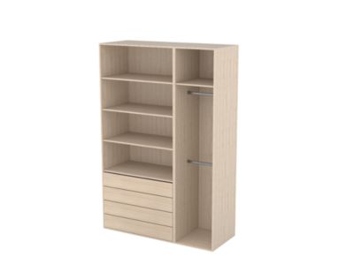 Dressing effet chêne double penderie et 4 tiroirs GoodHome Atomia H. 225 x L. 150 x P. 58 cm