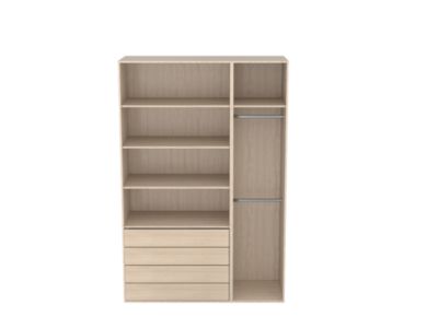 Dressing effet chêne double penderie et 4 tiroirs GoodHome Atomia H. 225 x L. 150 x P. 58 cm
