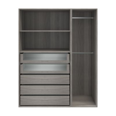 Dressing effet chêne grisé 2 tablettes 5 tiroirs GoodHome Atomia H. 187,5 x L. 150 x P. 58 cm