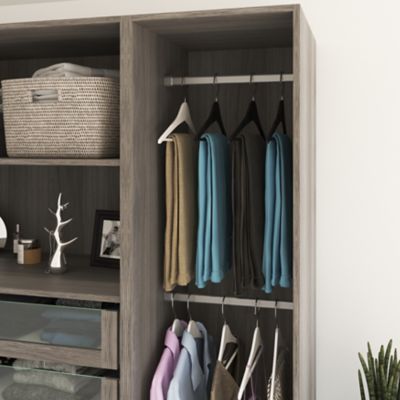 Dressing effet chêne grisé 2 tablettes 5 tiroirs GoodHome Atomia H. 187,5 x L. 150 x P. 58 cm