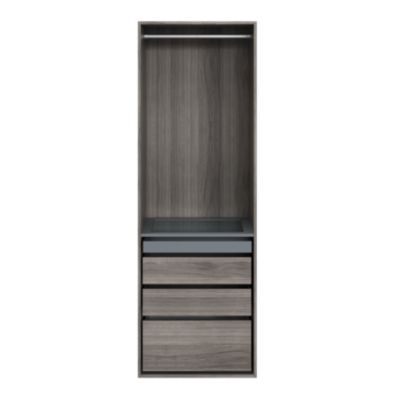 Dressing effet chêne grisé4 tablettes 3 tiroirs GoodHome Atomia H. 225 x L. 75 x P. 58 cm