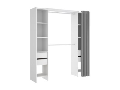 Dressing extensible avec rideau - L110/178 cm - Blanc - LONAZA