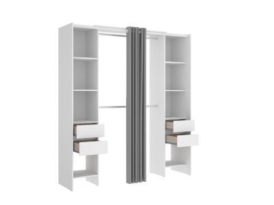 Dressing extensible avec rideau - L110/178 cm - Blanc - LONAZA