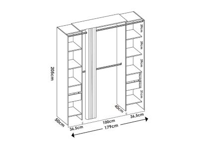 Dressing extensible avec rideau - L110/178 cm - Blanc - LONAZA