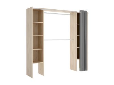 Dressing extensible DORIAN avec rideau - L110/180 cm - Coloris : Chêne et gris
