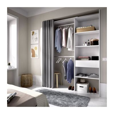 Dressing extensible LAURENT - L.110/160 cm - Coloris : Blanc et gris