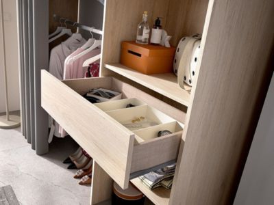 Dressing extensible LAURENT - L.110/160 cm - Coloris : Chêne et gris