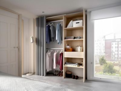 Dressing extensible LAURENT - L.110/160 cm - Coloris : Chêne et gris