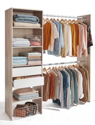 dressing madison decor chene et blanc l 181 x p 43 9 x h 195 cm castorama