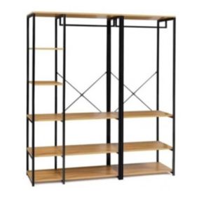 Dressing Modulable XXL Design Industriel, L.150 cm, Noir/Marron