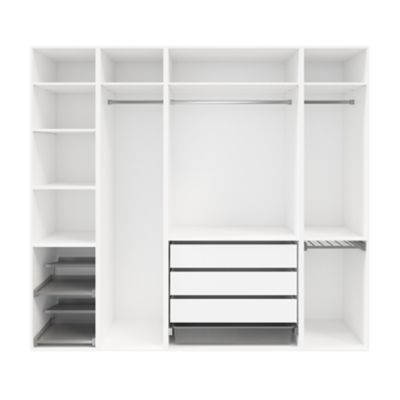Dressing NEFER 110x40x50cm Blanc - Armoire Ouverte Avec Tiroir, Mélamine 16mm