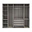 Dressing ouvert avec tiroirs et portes chaussures effet chêne grisé GoodHome Atomia H. 225 x L. 250 x P. 58 cm