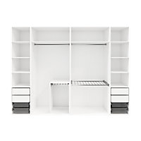 Dressing ouvert avec tiroirs et portes pantalons blanc GoodHome Atomia H. 225 x L. 300 x P. 58 cm