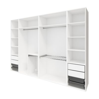 Dressing ouvert avec tiroirs et portes pantalons blanc GoodHome Atomia H. 225 x L. 300 x P. 58 cm