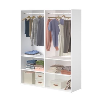 Dressing ouvert blanc double penderie avec 4 tablettes, H.187 x L.150 x P.45 cm, GoodHome Atomia