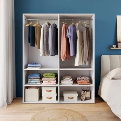 Dressing ouvert blanc double penderie avec 4 tablettes, H.187 x L.150 x P.45 cm, GoodHome Atomia