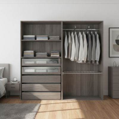 Dressing ouvert effet chêne grisé GoodHome Atomia H. 187,5 x L. 200 x P. 45 cm