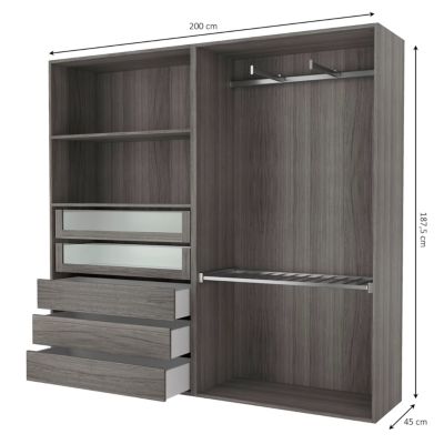 Dressing ouvert effet chêne grisé GoodHome Atomia H. 187,5 x L. 200 x P. 45 cm