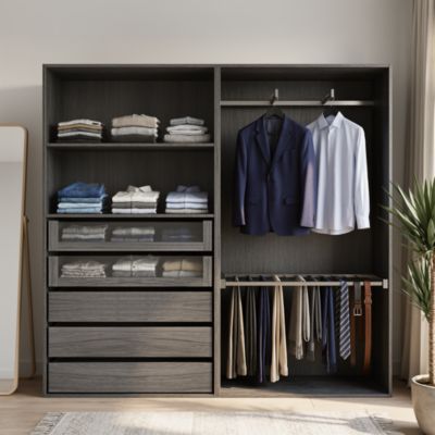 Dressing ouvert effet chêne grisé GoodHome Atomia H. 187,5 x L. 200 x P. 45 cm