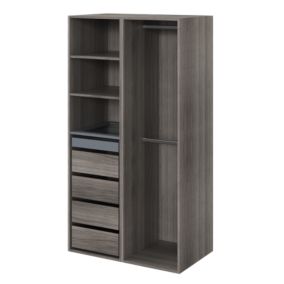 Dressing ouvert effet chêne grisé GoodHome Atomia H. 187 x L. 100 x P. 58 cm