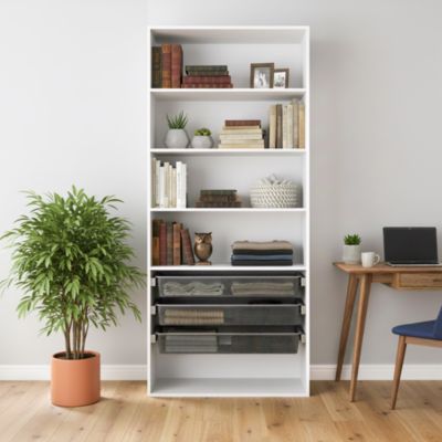 Dressing ouvert tablettes et tiroirs blanc GoodHome Atomia H. 225 x L. 100 x P. 45 cm