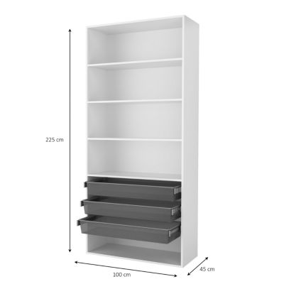 Dressing ouvert tablettes et tiroirs blanc GoodHome Atomia H. 225 x L. 100 x P. 45 cm
