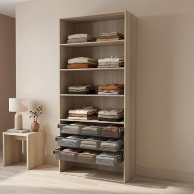 Dressing ouvert tablettes et tiroirs effet chêne GoodHome Atomia H. 225 x L. 100 x P. 45 cm