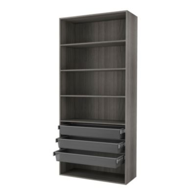 Dressing ouvert tablettes et tiroirs effet chêne grisé GoodHome Atomia H. 225 x L. 100 x P. 45 cm