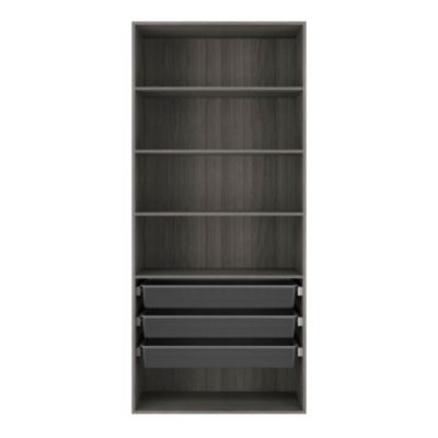 Dressing ouvert tablettes et tiroirs effet chêne grisé GoodHome Atomia H. 225 x L. 100 x P. 45 cm