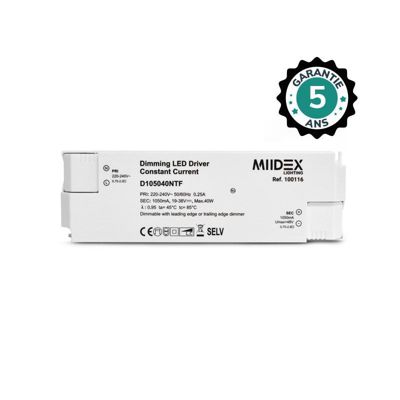 Driver LED Dimmable 40W - 19-38V DC - Coupure de Phase - IP20
