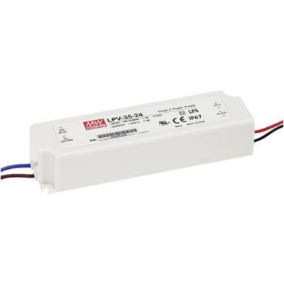 Driver LED MEAN WELL LPV-35-12, bloc d'alimentation 12 V DC 3 A, boîtier plastique IP67