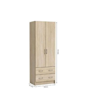 DUAL Armoire chambre adulte classique décor chene brossé - L 61 cm