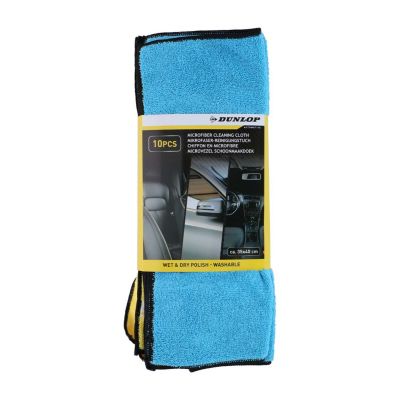 Dunlop Lot de 10 Chiffons Microfibre 35x40cm 300gsm - Nettoyage Humide & Sec, Haute Absorption, Lavable, Réutilisable