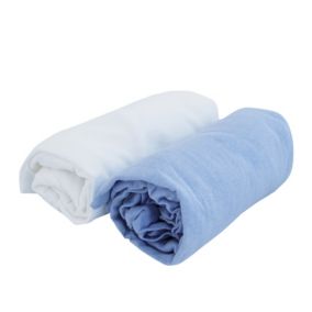 Duo de draps housse en jersey (70x140 cm - Bleu ciel)