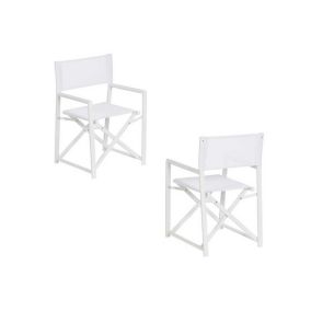 Duo de fauteuils de jardin pliants aluminium Blanc - DIRLO