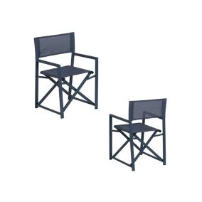 Duo de fauteuils de jardin pliants aluminium Bleu pétrole - DIRLO