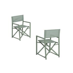 Duo de fauteuils de jardin pliants aluminium Vert - DIRLO