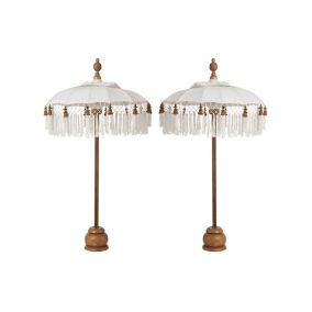 Duo de Parasols Coton blanc à franges taille S - BIRMANI
