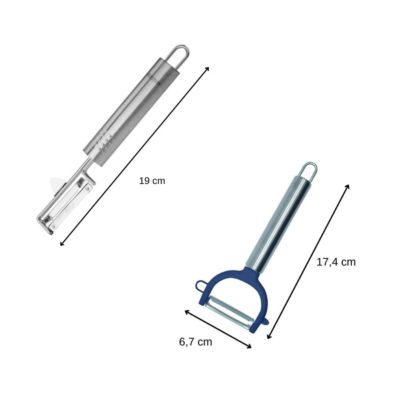 Duo Eplucheur à légumes pendule 19 cm et rasoir à légumes inox et plastique 17 cm Fackelmann
