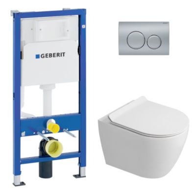Duofix pack WC bâti-support UP100 + WC suspendu sans bride Ceramia avec ...