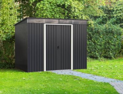 Duramax Abri de jardin métal - 4,84m² - kit ancrage - Anthracite
