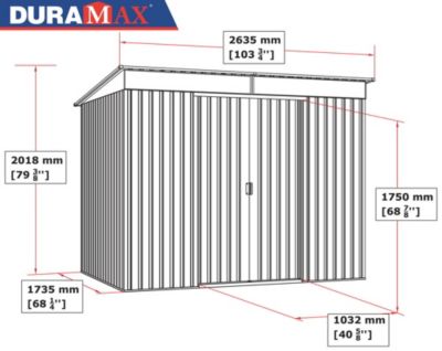 Duramax Abri de jardin métal - 4,84m² - kit ancrage - Anthracite
