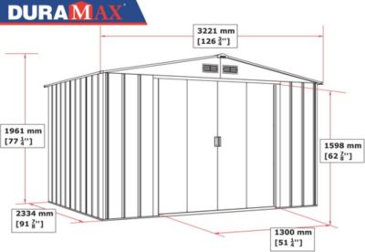 Duramax Abri de jardin métal - 7,79m² - kit ancrage - Anthracite