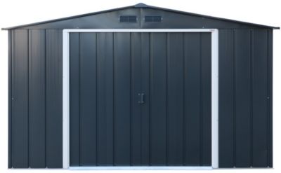 Duramax Abri de jardin métal - 9,72m² - kit ancrage - Anthracite