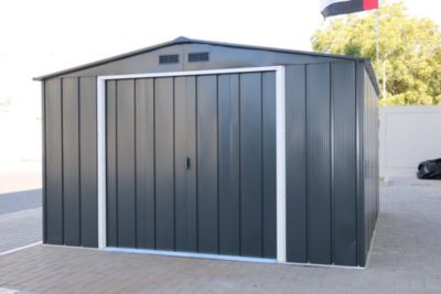 Duramax Abri de jardin métal - 9,72m² - kit ancrage - Anthracite